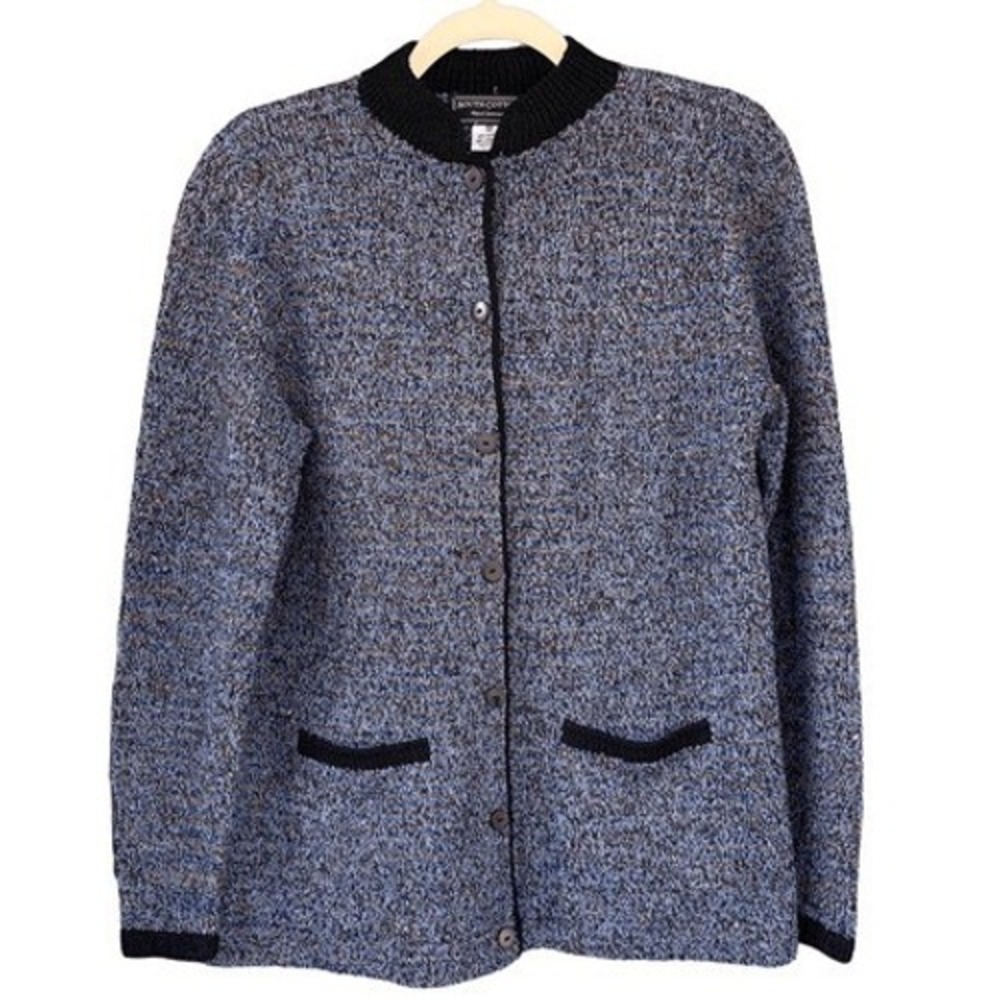 T7 South Cotton Cardigan Sweater Hand‎ Loomed Heavy Knit Y2K Vintage M